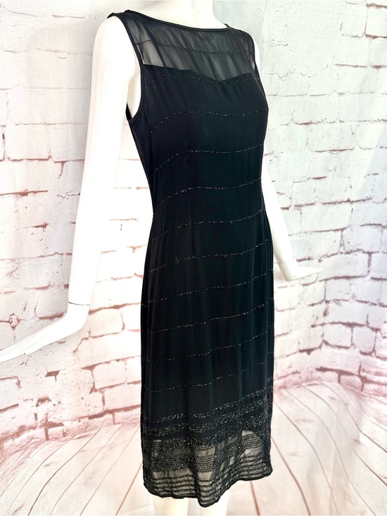 SIGRID OLSEN Dresses & Skirts - SIGRID OLSEN Black Sheath Sheer Overlay Metallic Thread 10 Cocktail Party Dress